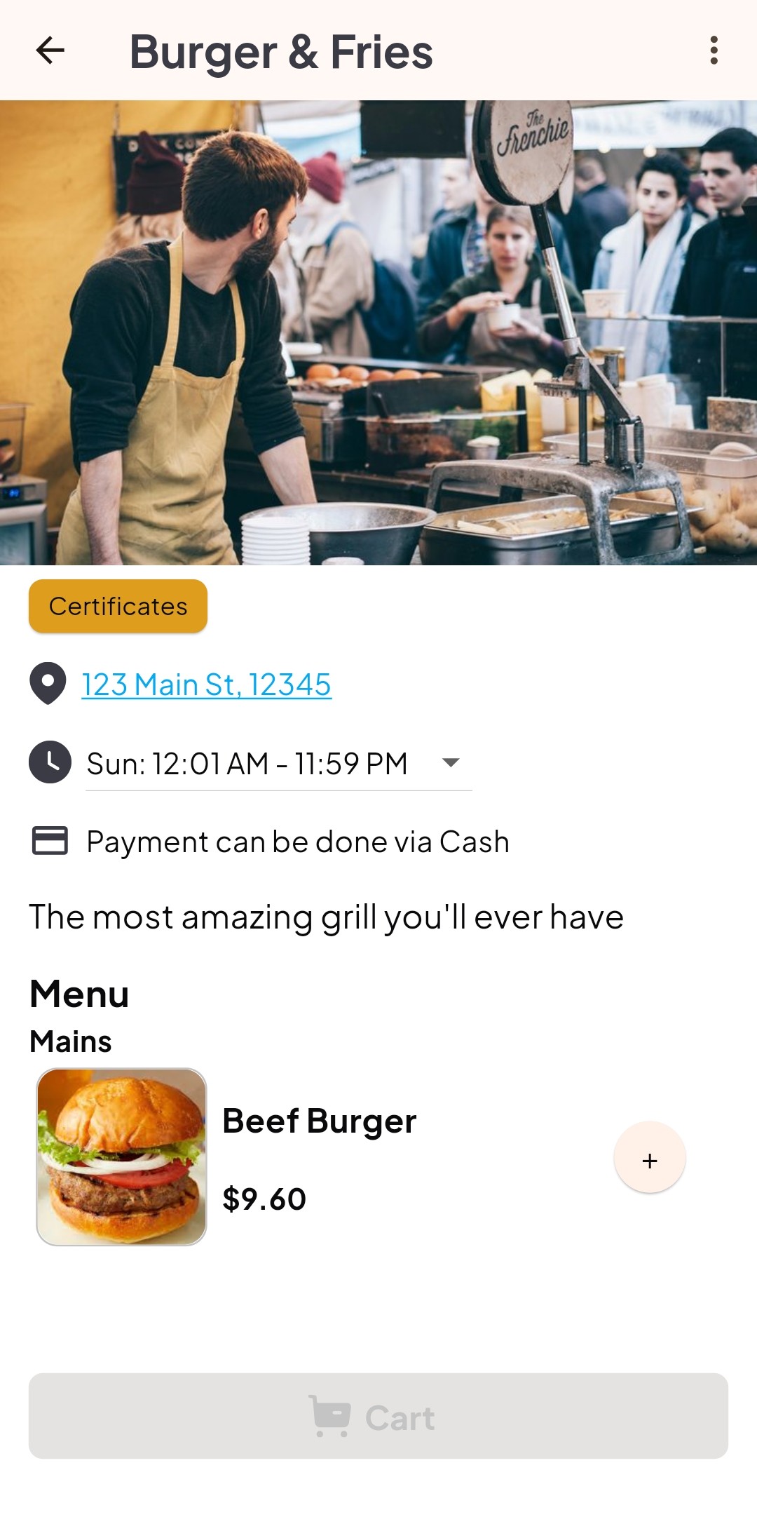 Stall menu